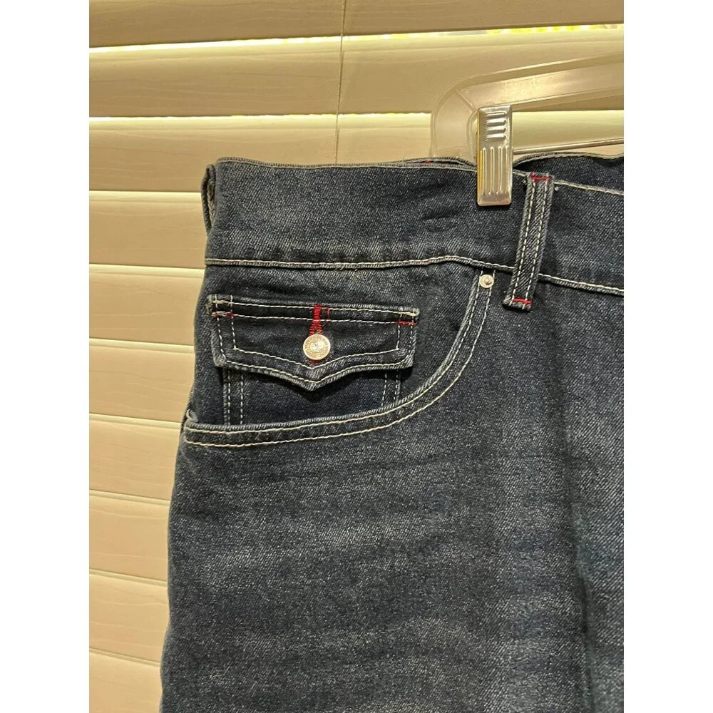 True Religion Geno Big T Flap Relaxed Slim Indigo Blue Jeans Mens 40x32 NEW